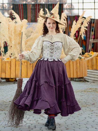 Vintage Inspired Tea-Length Skirt "Marigold" - Designer Skirt With Layered Frills - Bohemian Style Skirt