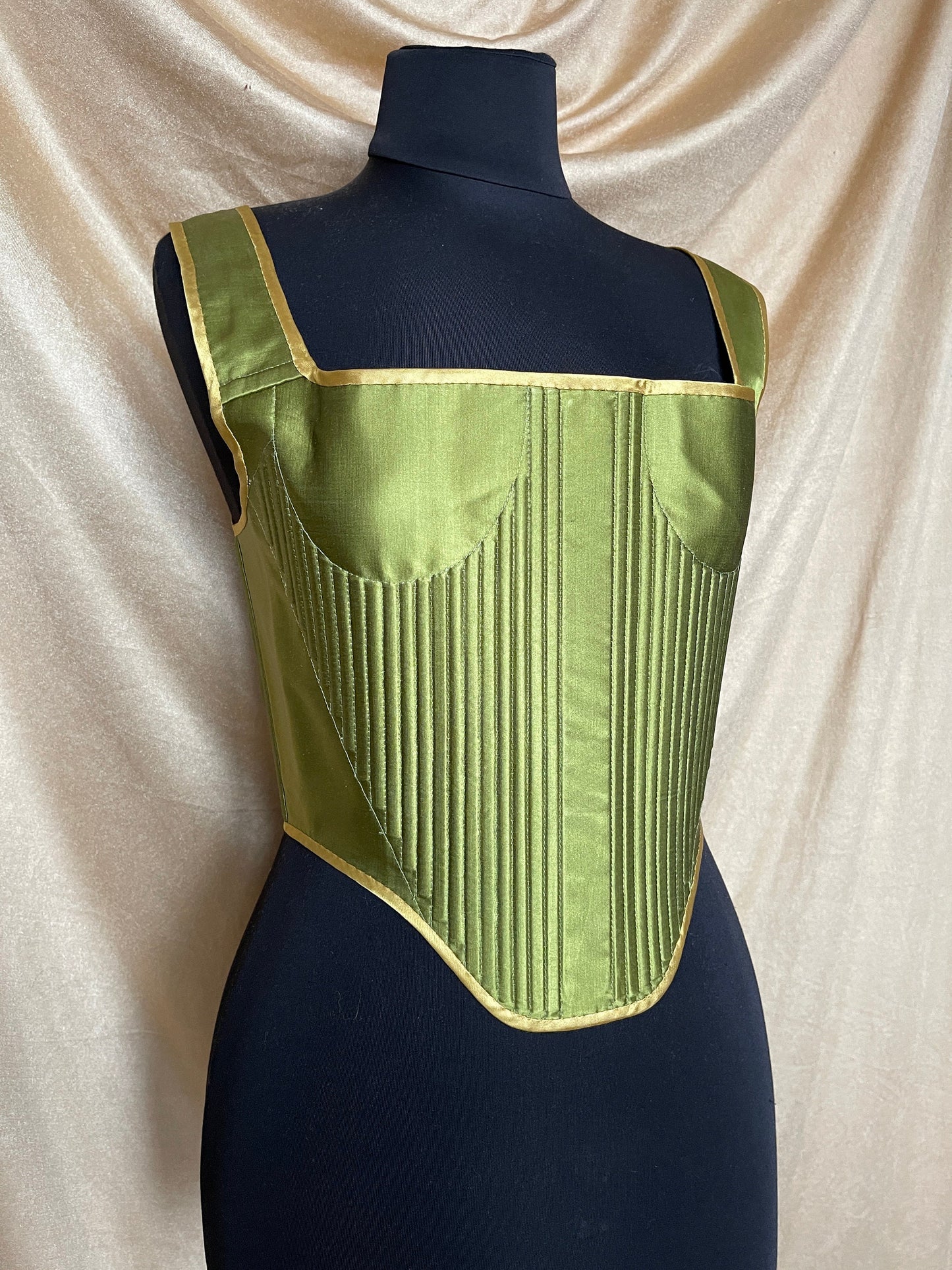 Handmade Ready To Ship Corset “Drama” - 17th Century Style Stays  - Reversible MidBust Corset - Historical Stays - Fully-Boned Stays