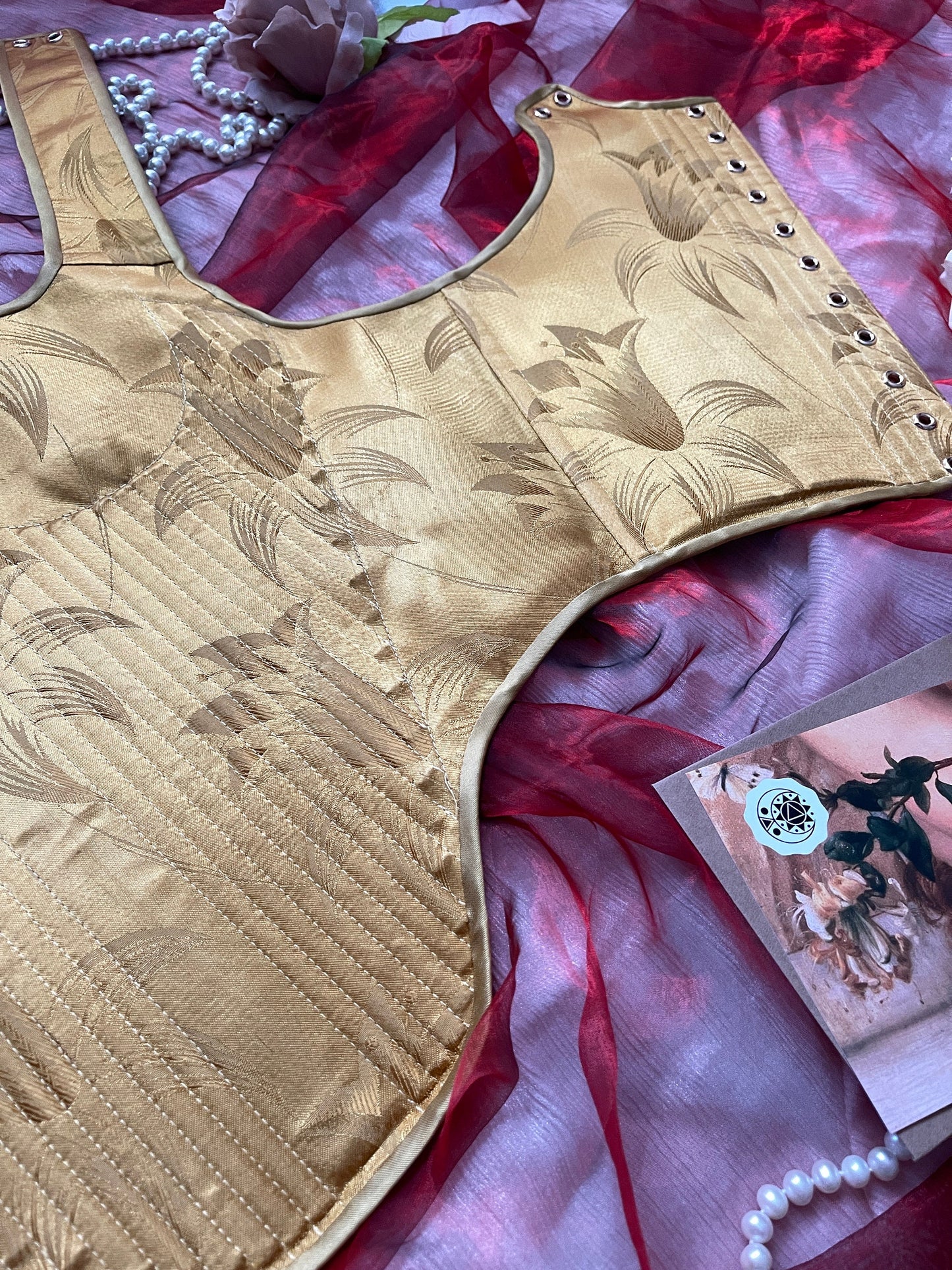 Handmade Ready To Ship Corset “Drama” - 17th Century Style Stays  - Reversible MidBust Corset - Historical Stays - Fully-Boned Stays