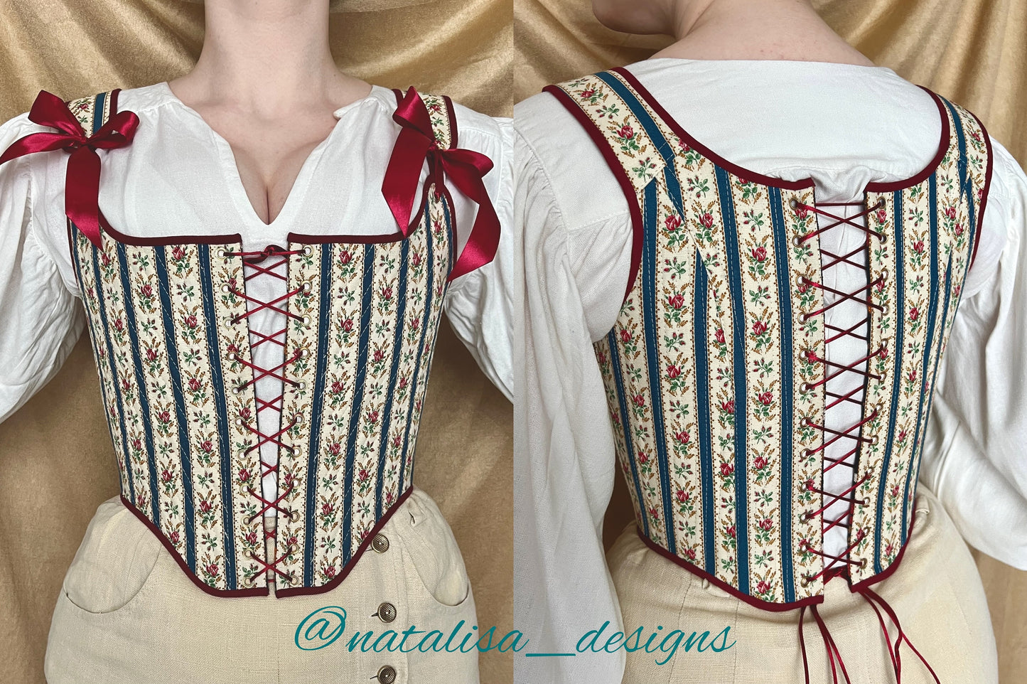 18th Century Inspired Stays "Symmetry" – Reversible Fully-Boned Historical Corset – Elizabethan, Rococo, Renaissance