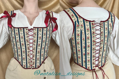 18th Century Inspired Stays "Symmetry" – Reversible Fully-Boned Historical Corset – Elizabethan, Rococo, Renaissance