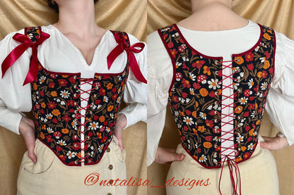 18th Century Inspired Stays "Symmetry" – Reversible Fully-Boned Historical Corset – Elizabethan, Rococo, Renaissance