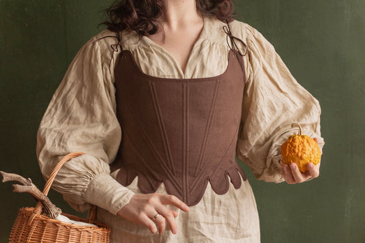 18th Century Style Corset "Grace" – Reversible Midbust Half-Boned Stays – Renaissance Peasant Bodice & Elizabethan