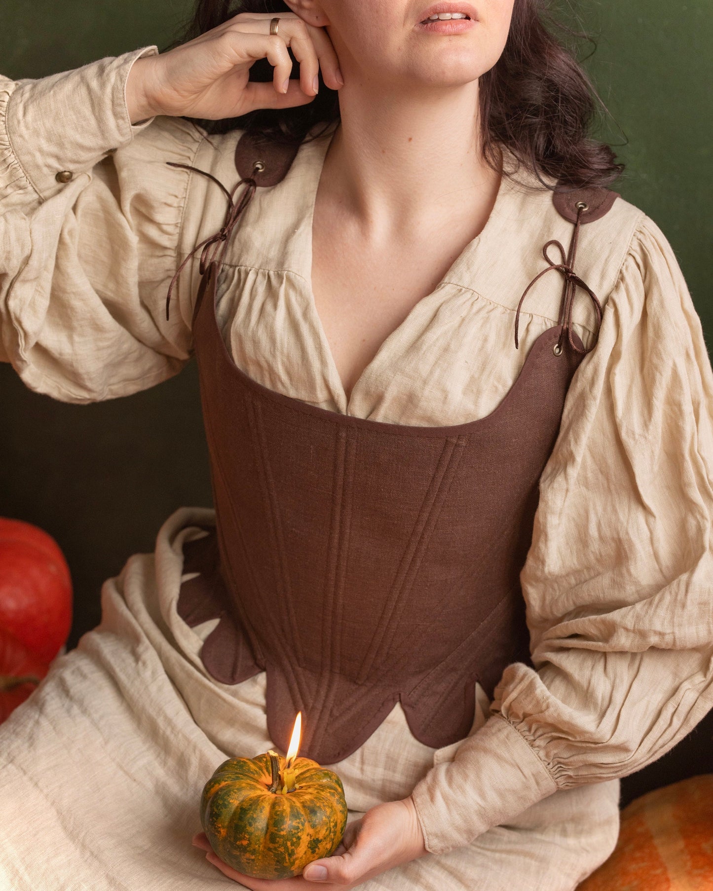 18th Century Style Corset "Grace" – Reversible Midbust Half-Boned Stays – Renaissance Peasant Bodice & Elizabethan