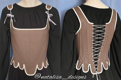 18th Century Style Corset "Grace" – Reversible Midbust Half-Boned Stays – Renaissance Peasant Bodice & Elizabethan