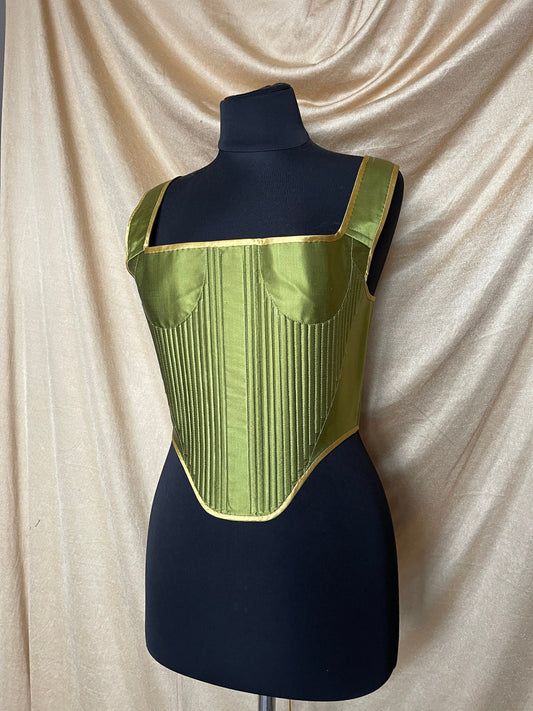 Handmade Ready To Ship Corset “Drama” - 17th Century Style Stays  - Reversible MidBust Corset - Historical Stays - Fully-Boned Stays