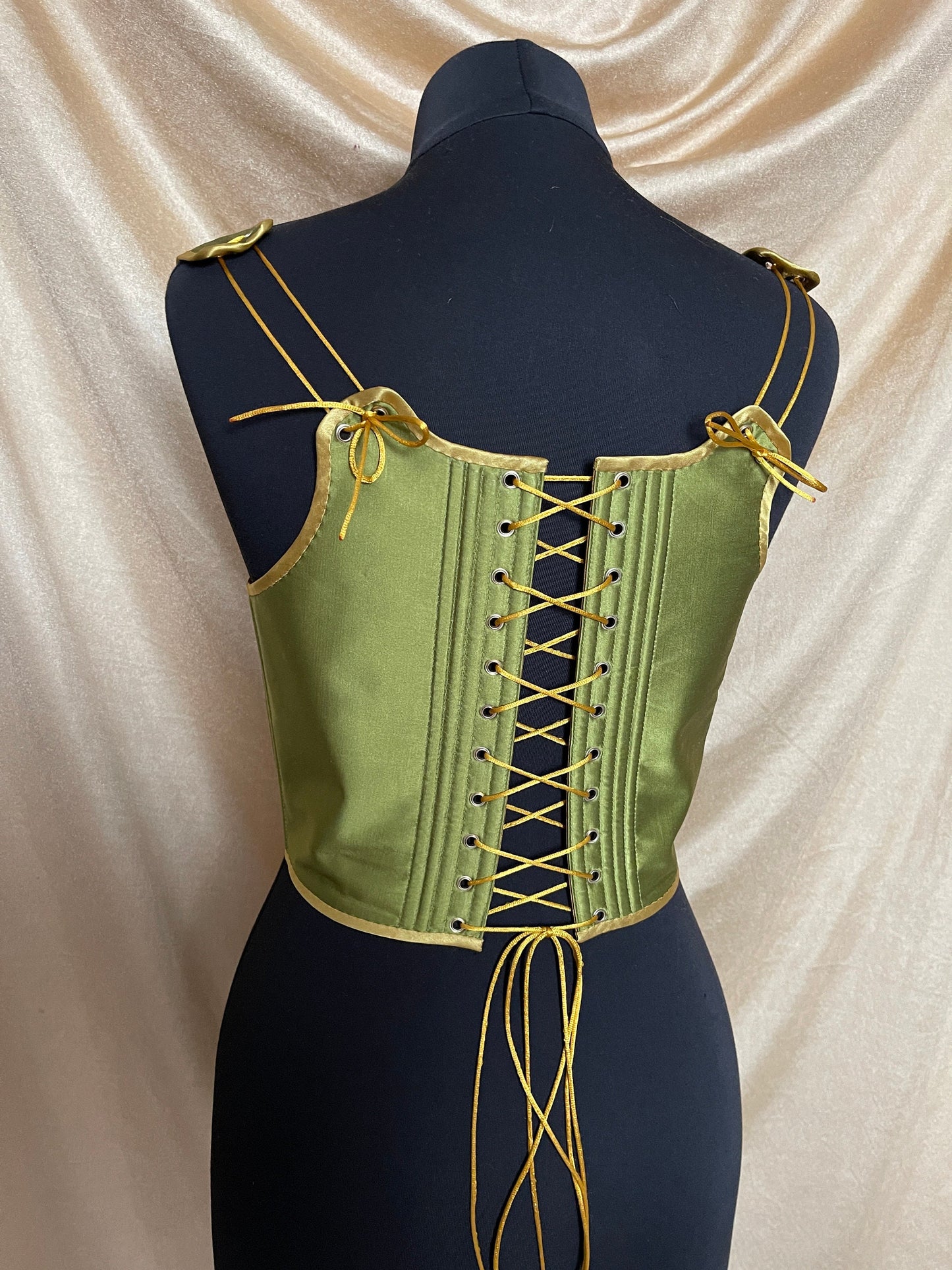 Handmade Ready To Ship Corset “Drama” - 17th Century Style Stays  - Reversible MidBust Corset - Historical Stays - Fully-Boned Stays
