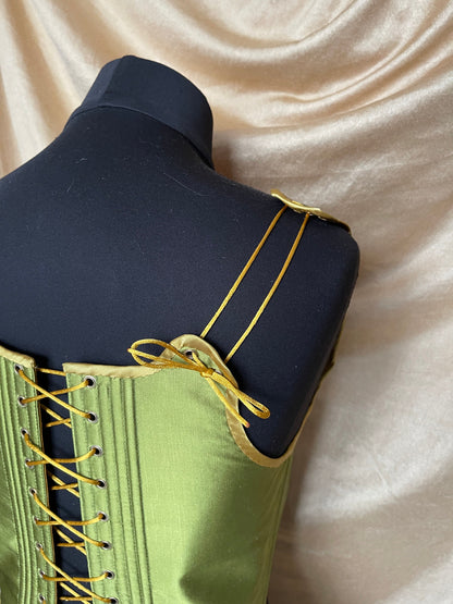 Handmade Ready To Ship Corset “Drama” - 17th Century Style Stays  - Reversible MidBust Corset - Historical Stays - Fully-Boned Stays