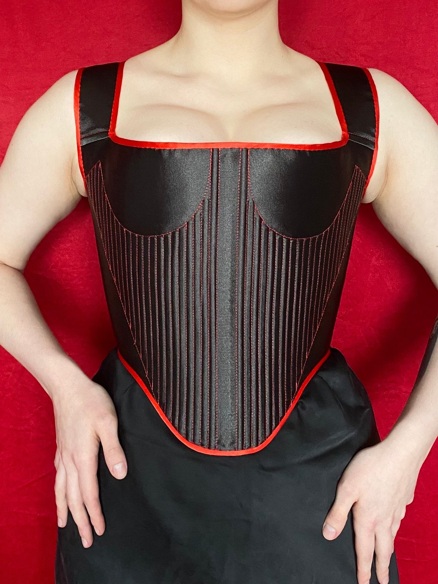 Handmade Ready To Ship Corset “Drama” - 17th Century Style Stays  - Reversible MidBust Corset - Historical Stays