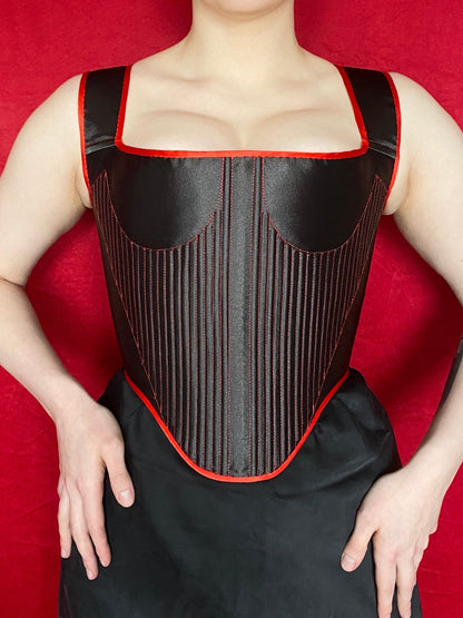 Handmade Ready To Ship Corset “Drama” - 17th Century Style Stays  - Reversible MidBust Corset - Historical Stays