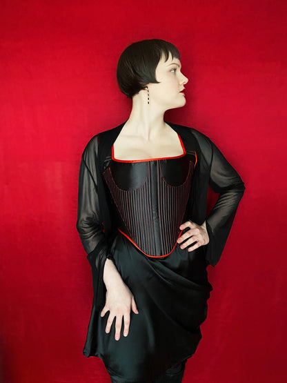 Handmade Ready To Ship Corset “Drama” - 17th Century Style Stays  - Reversible MidBust Corset - Historical Stays