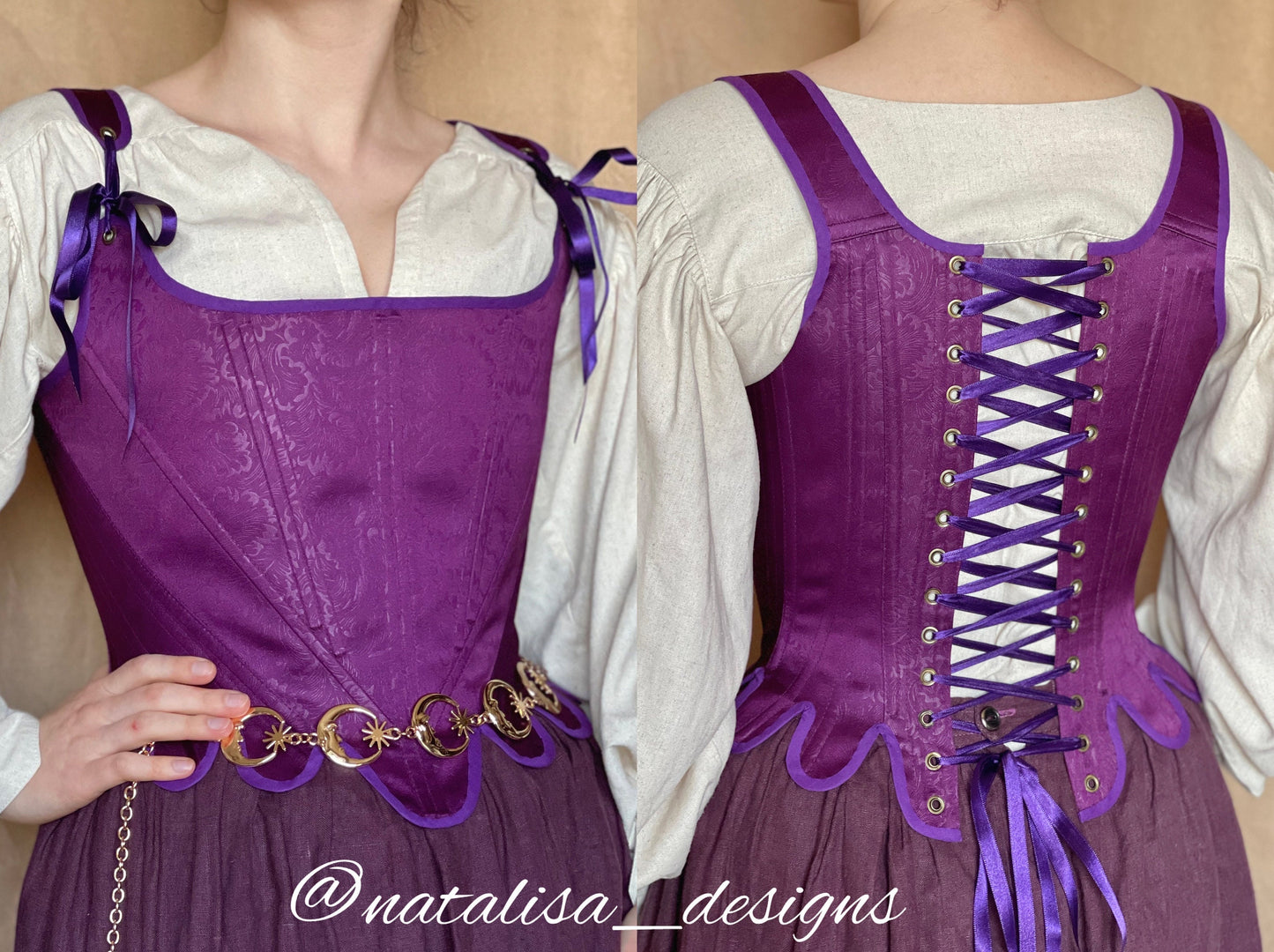 18th Century Style Corset "Grace" – Reversible Midbust Half-Boned Stays – Renaissance Peasant Bodice & Elizabethan