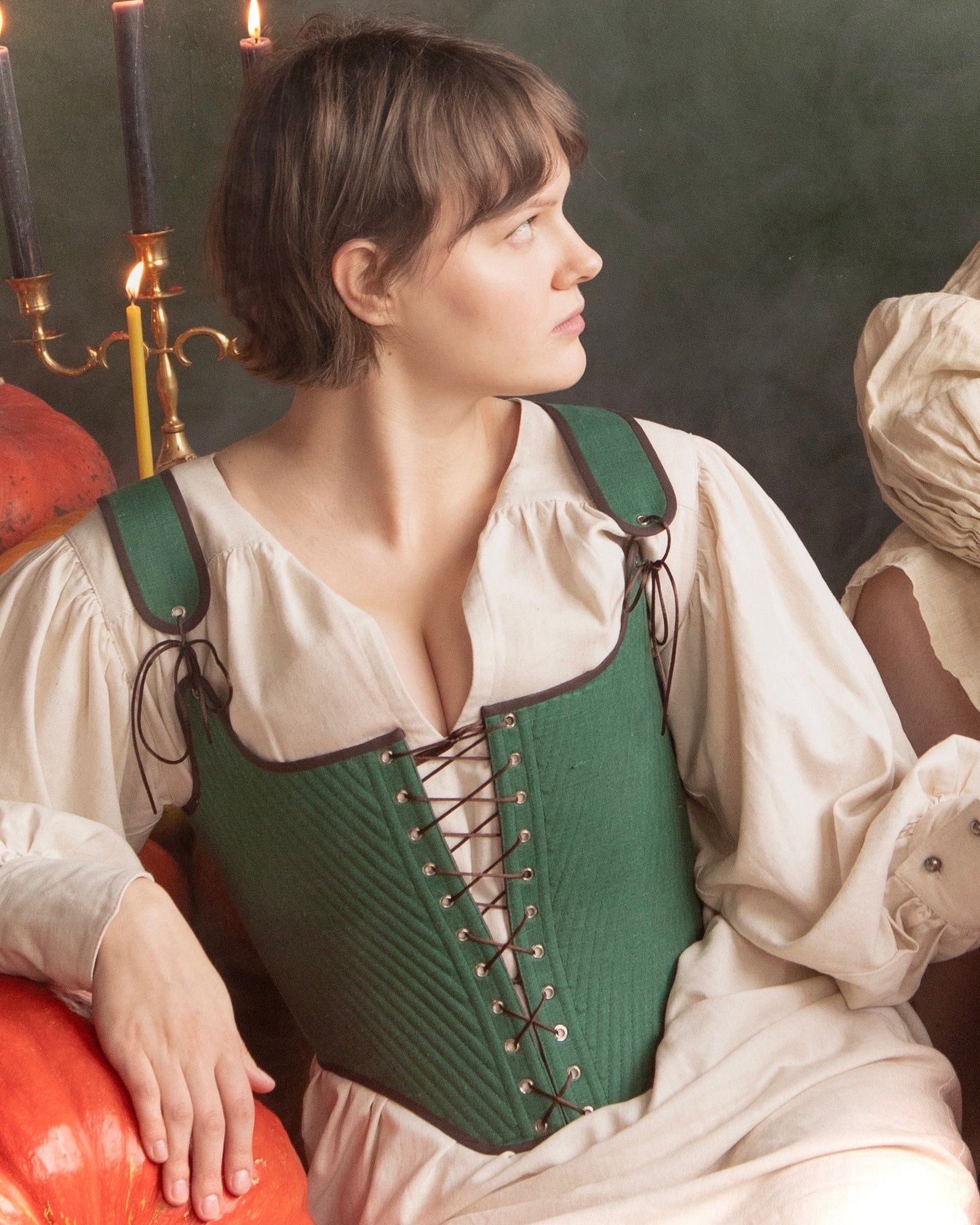 18th Century Inspired Stays "Symmetry" – Reversible Fully Boned Corset – Elizabethan, Rococo, Renaissance