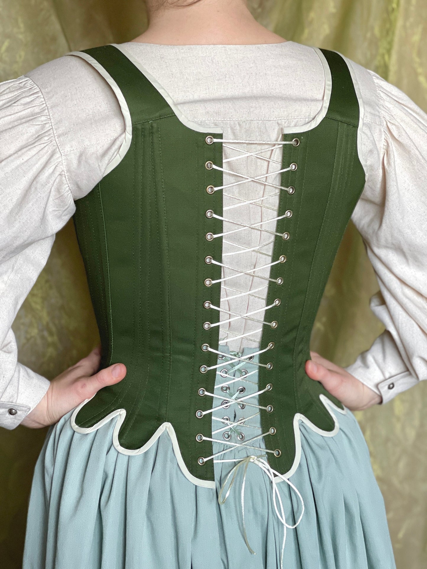 Late 18th Century Inspired Stays "Fantasia" – Historical Reversible Half-Boned Corset – Elizabethan, Rococo, Renaissance