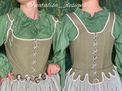Late 18th Century Inspired Stays "Fantasia" – Historical Reversible Half-Boned Corset – Elizabethan, Rococo, Renaissance