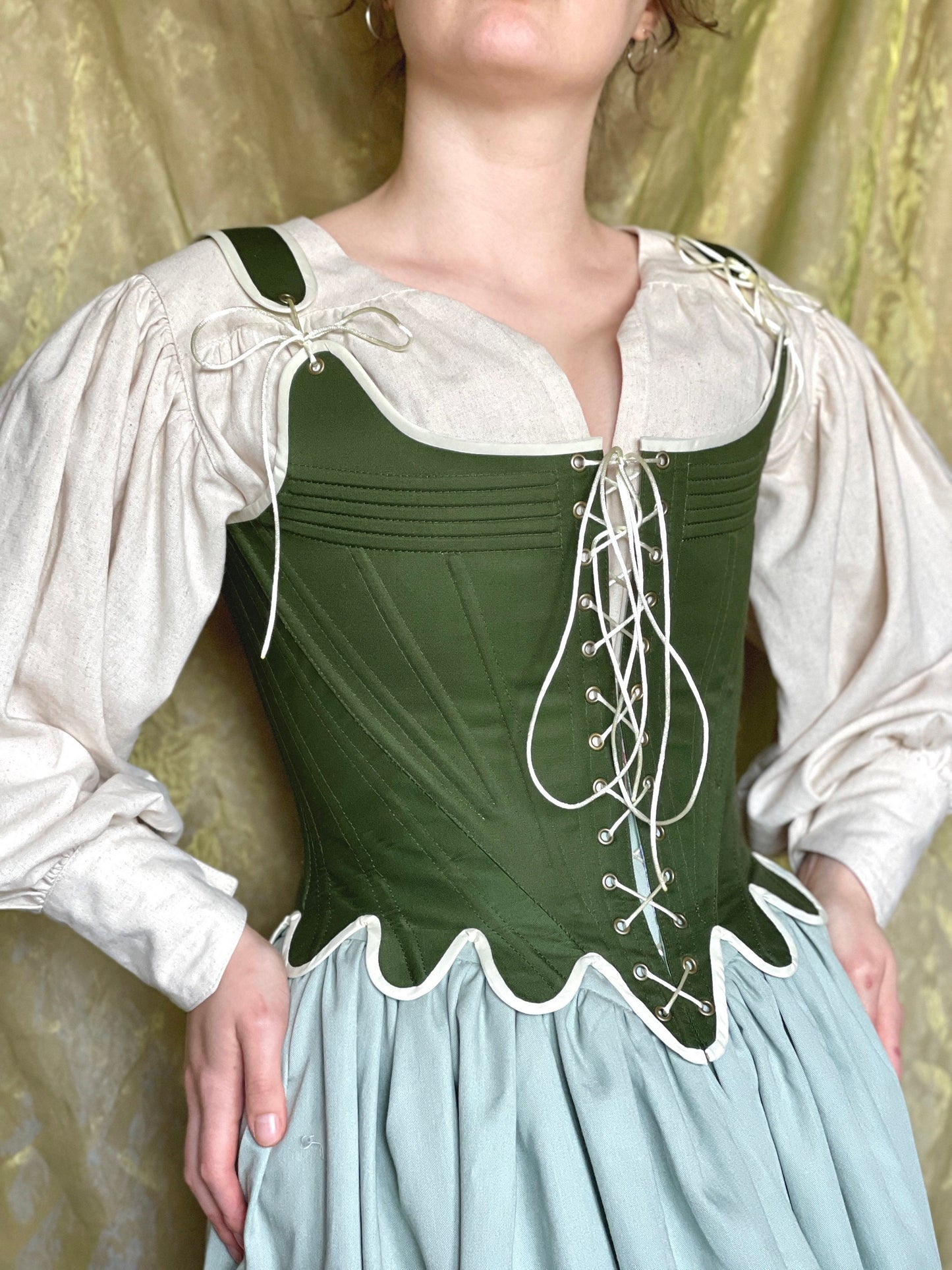 Late 18th Century Inspired Stays "Fantasia" – Historical Reversible Half-Boned Corset – Elizabethan, Rococo, Renaissance