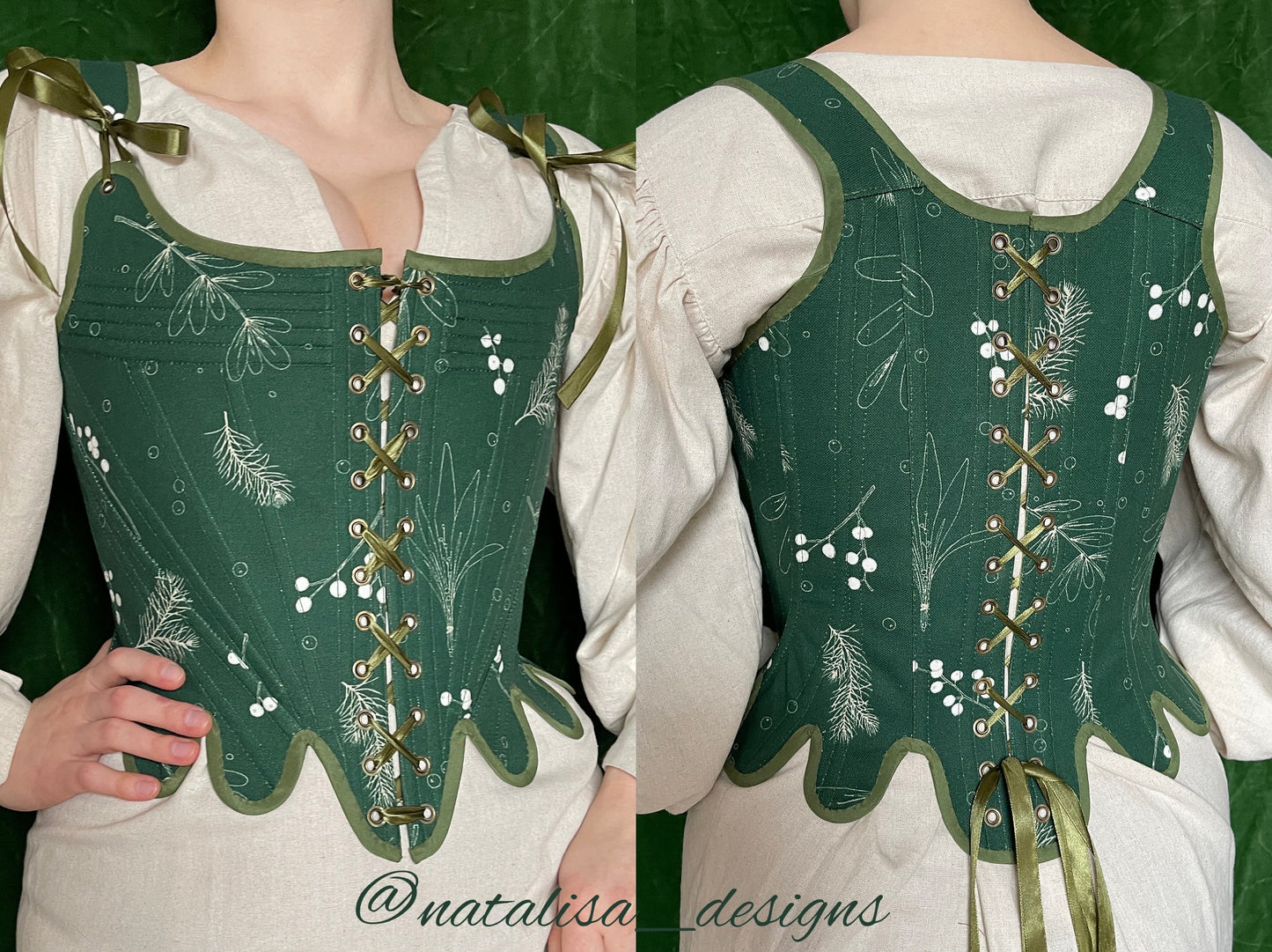 Historical Late 18th Century Stays "Fantasia" – Reversible Midbust Corset – Half-Boned Stays – Elizabethan & Renaissance