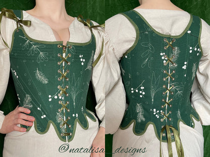 Historical Late 18th Century Stays "Fantasia" – Reversible Midbust Corset – Half-Boned Stays – Elizabethan & Renaissance