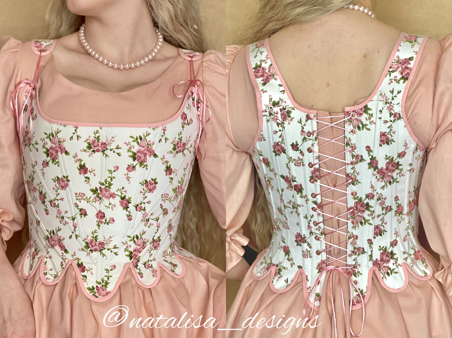 18th Century Style Corset "Grace" – Reversible Midbust Half-Boned Stays – Renaissance Peasant Bodice & Elizabethan