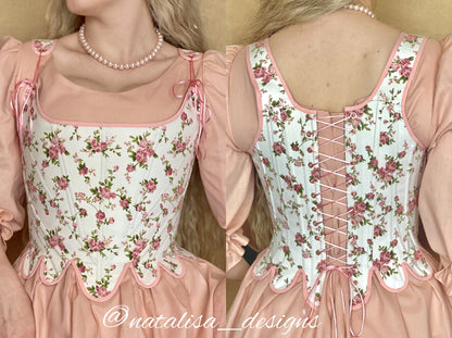 18th Century Style Corset "Grace" – Reversible Midbust Half-Boned Stays – Renaissance Peasant Bodice & Elizabethan