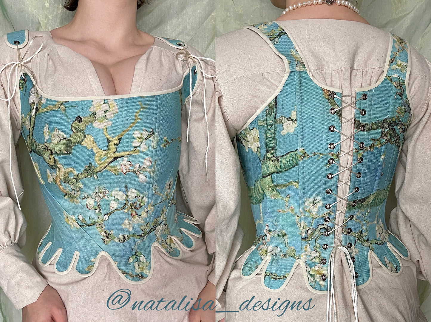 18th Century Style Corset "Grace" – Reversible Midbust Half-Boned Stays – Renaissance Peasant Bodice & Elizabethan