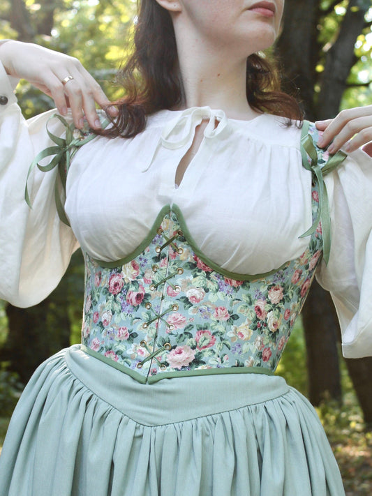 Reversible Underbust Corset with Straps "Novelty" – Waist Corset with Front and Back Lacing, Modern Minimalist Corset