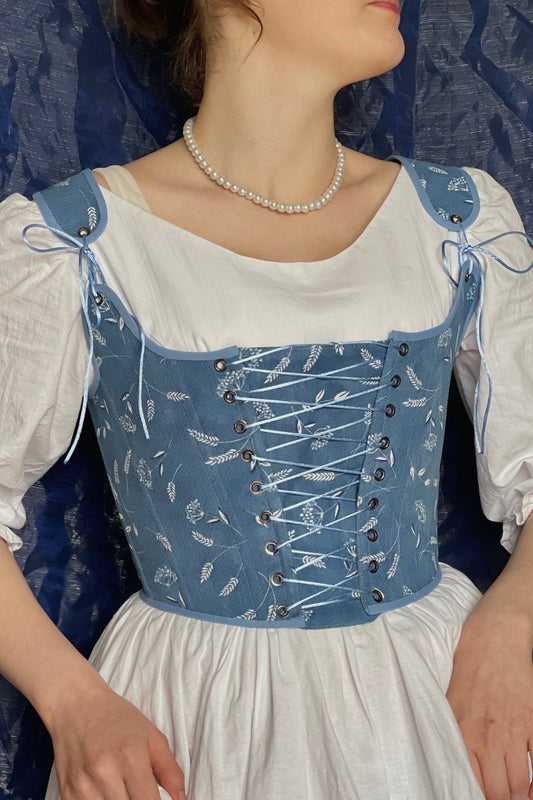 Cropped Peasant Style Corset "Delight" – Reversible Half-Boned Stays – Renaissance Front Closure Bodice & 18th Century Inspired Corset