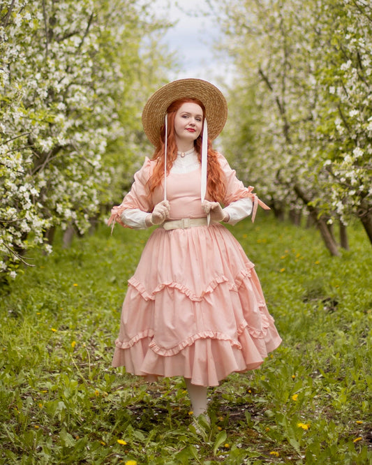 Vintage Inspired Summer Dress "Dahlia" – 18th Century Cotton Dress with Frills, Cottagecore, Renaissance