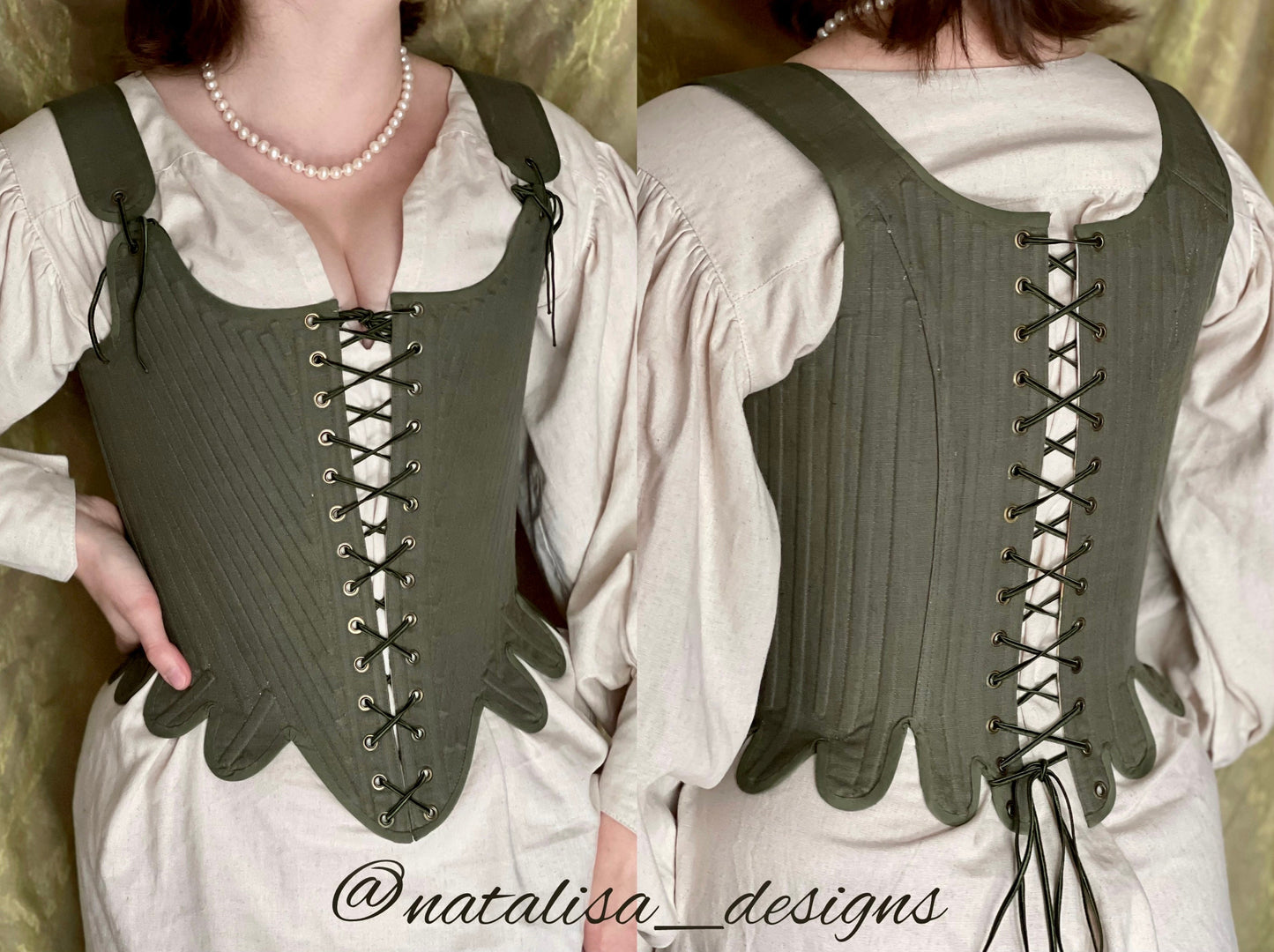18th Century Inspired Stays "Harmony" – Reversible Fully-Boned Historical Corset – Elizabethan, Rococo, Renaissance