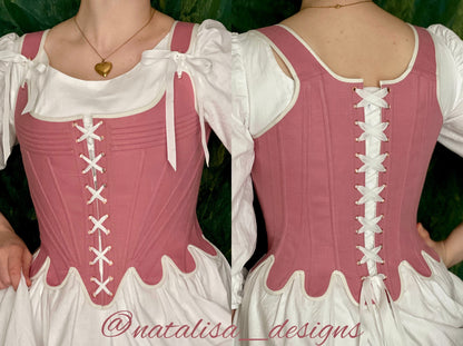 Late 18th Century Inspired Stays "Fantasia" – Historical Reversible Half-Boned Corset – Elizabethan, Rococo, Renaissance