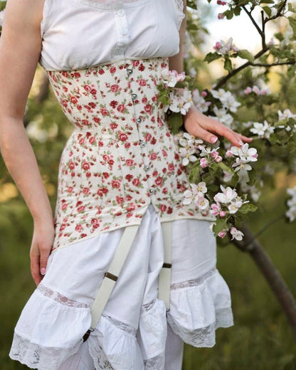 Historical Late Edwardian Corset "Rose" – 1910s Underbust S-Bent Corset, Titanic Era, One-Layer Cotton Corset