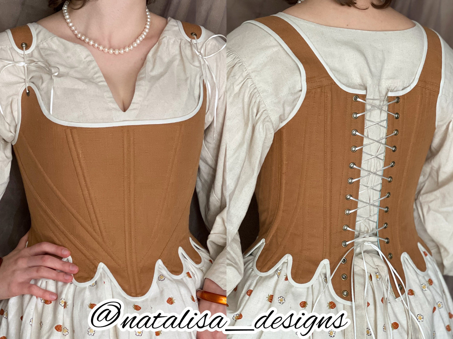 18th Century Style Corset "Grace" – Reversible Midbust Half-Boned Stays – Renaissance Peasant Bodice & Elizabethan