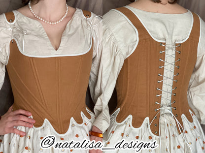 18th Century Style Corset "Grace" – Reversible Midbust Half-Boned Stays – Renaissance Peasant Bodice & Elizabethan