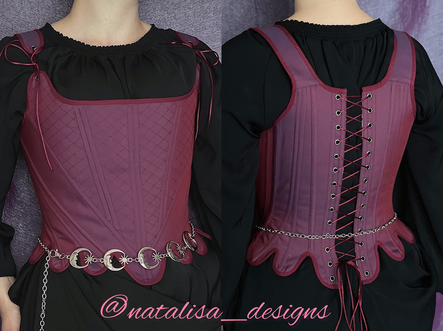 18th Century Style Corset "Grace" – Reversible Midbust Half-Boned Stays – Renaissance Peasant Bodice & Elizabethan