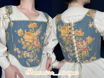 Tudor-Inspired "Majesty" Reversible Overbust Stays – Fully Boned 16-17th Century Corset – Elizabethan Bodies