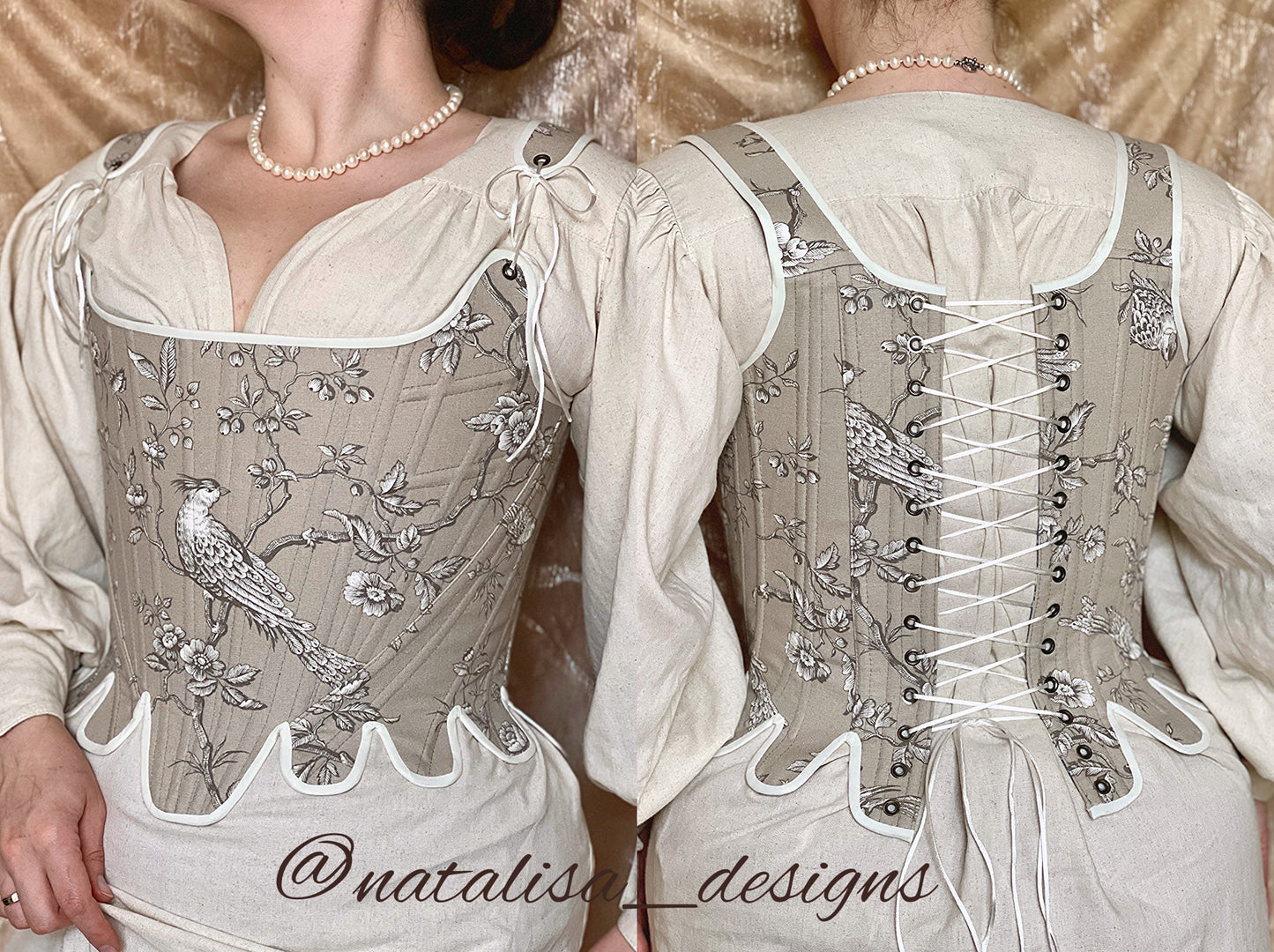 Historical 18th Century Stays "Charm" – Late 1780s Reversible Half-Boned Corset – Renaissance & Elizabethan Style