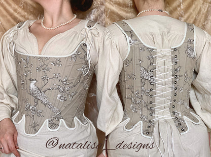 Historical 18th Century Stays "Charm" – Late 1780s Reversible Half-Boned Corset – Renaissance & Elizabethan Style