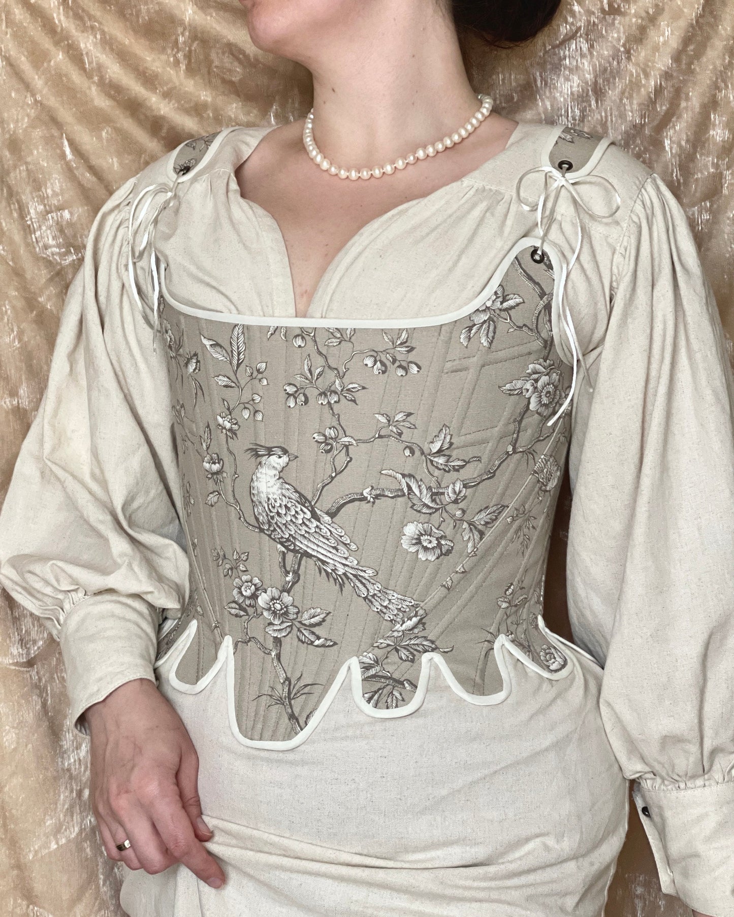 Historical 18th Century Stays "Charm" – Late 1780s Reversible Half-Boned Corset – Renaissance & Elizabethan Style