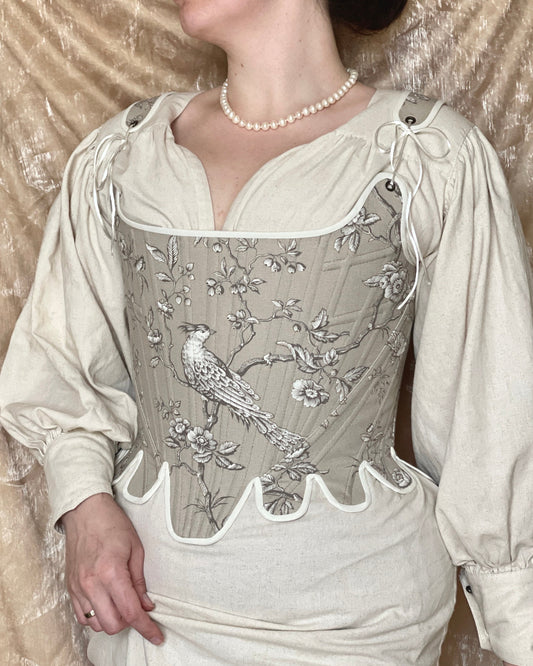 Historical 18th Century Stays "Charm" – Late 1780s Reversible Half-Boned Corset – Renaissance & Elizabethan Style