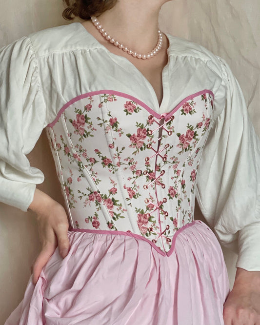 Vintage Style Corset "Belle" – Reversible Midbust Corset, Cottagecore, Princesscore, Renaissance, Elizabethan Inspired