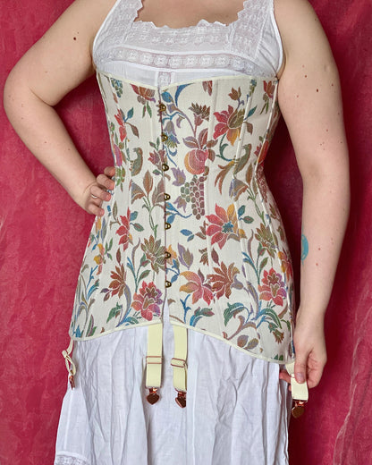 Historical Late Edwardian Corset "Adele" – 1910s Midbust S-Bent Corset, Titanic Era, One-Layer Cotton Corset