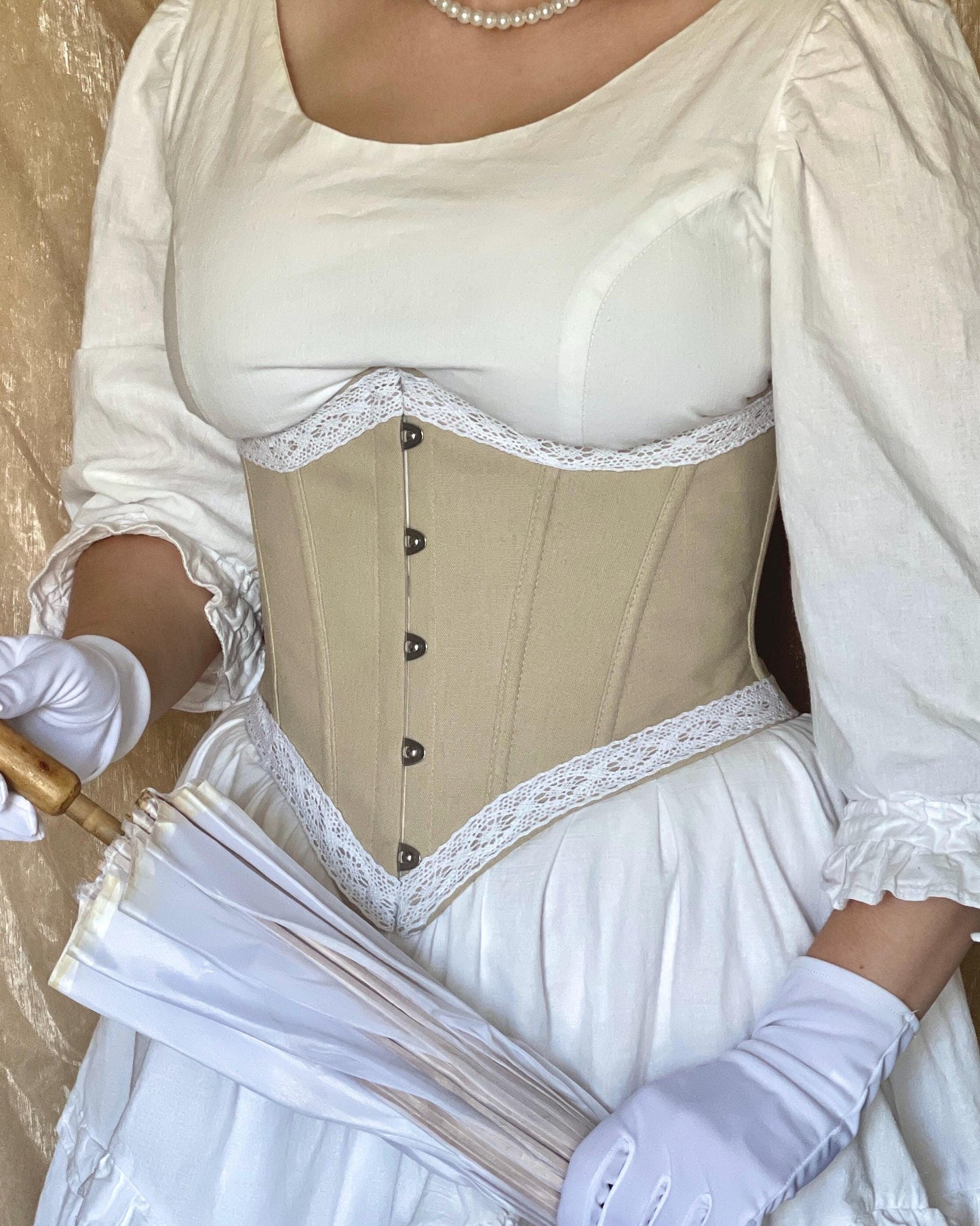 Victorian Inspired Underbust Corset "Caprice" – Reversible Waist Corset, Solid Color Corset