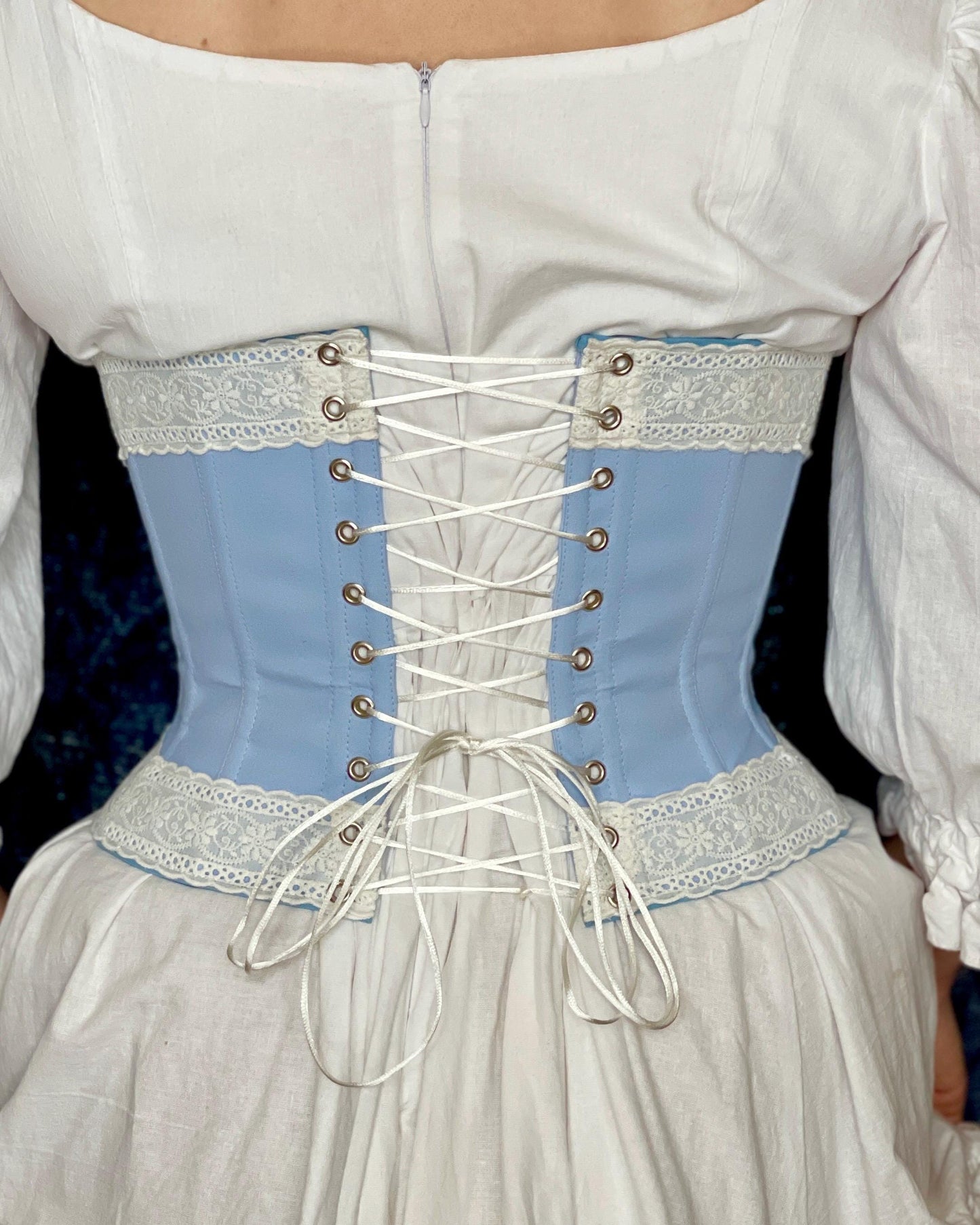 Victorian Inspired Underbust Corset "Caprice" – Reversible Waist Corset, Solid Color Corset