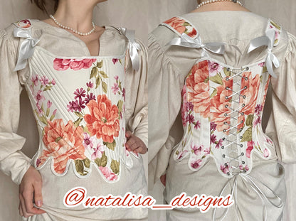 18th Century Inspired Corset "Glory" – Reversible Midbust Historical Corset – Renaissance Bodice & Elizabethan Style