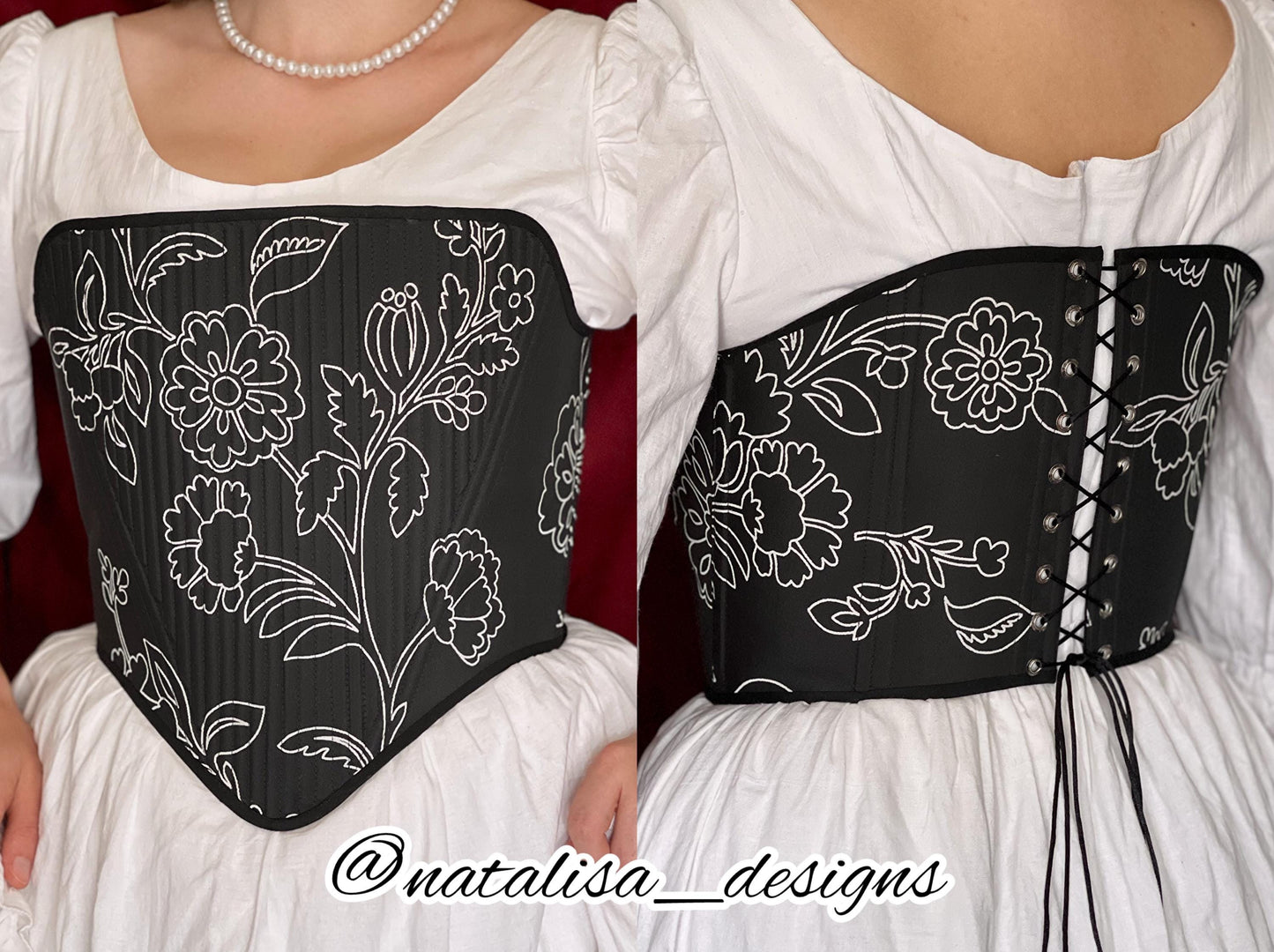 Strapless Modernized 18th Century Stays "Mystery" – Fully-Boned Overbust, Reversible Corset, Renaissance/Elizabethan Inspired