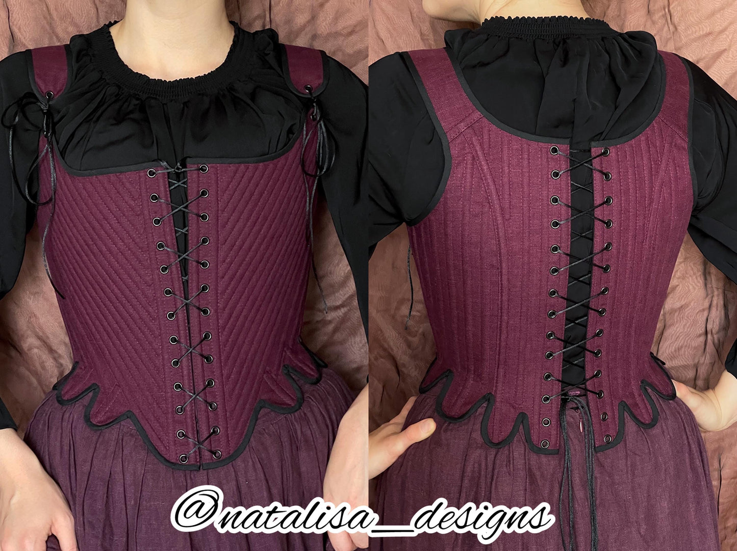 18th Century Inspired Stays "Harmony" – Reversible Fully-Boned Historical Corset – Elizabethan, Rococo, Renaissance