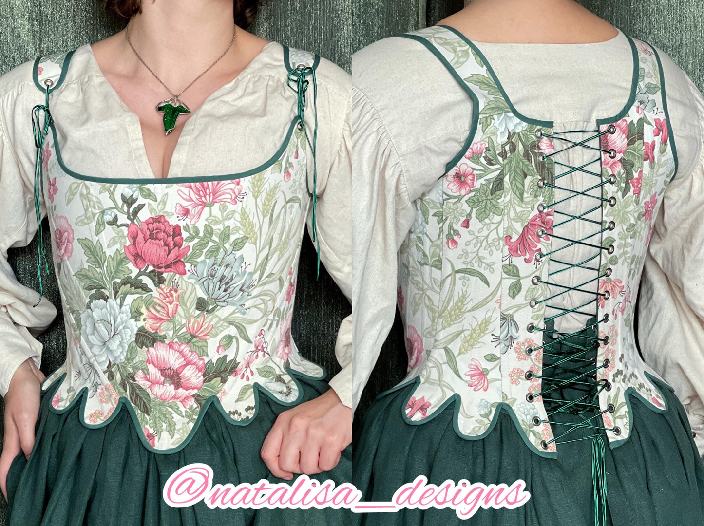 18th Century Style Corset "Grace" – Reversible Midbust Half-Boned Stays – Renaissance Peasant Bodice & Elizabethan