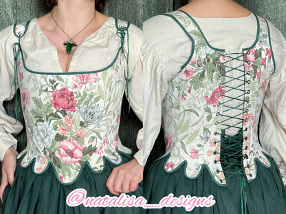 18th Century Style Corset "Grace" – Reversible Midbust Half-Boned Stays – Renaissance Peasant Bodice & Elizabethan