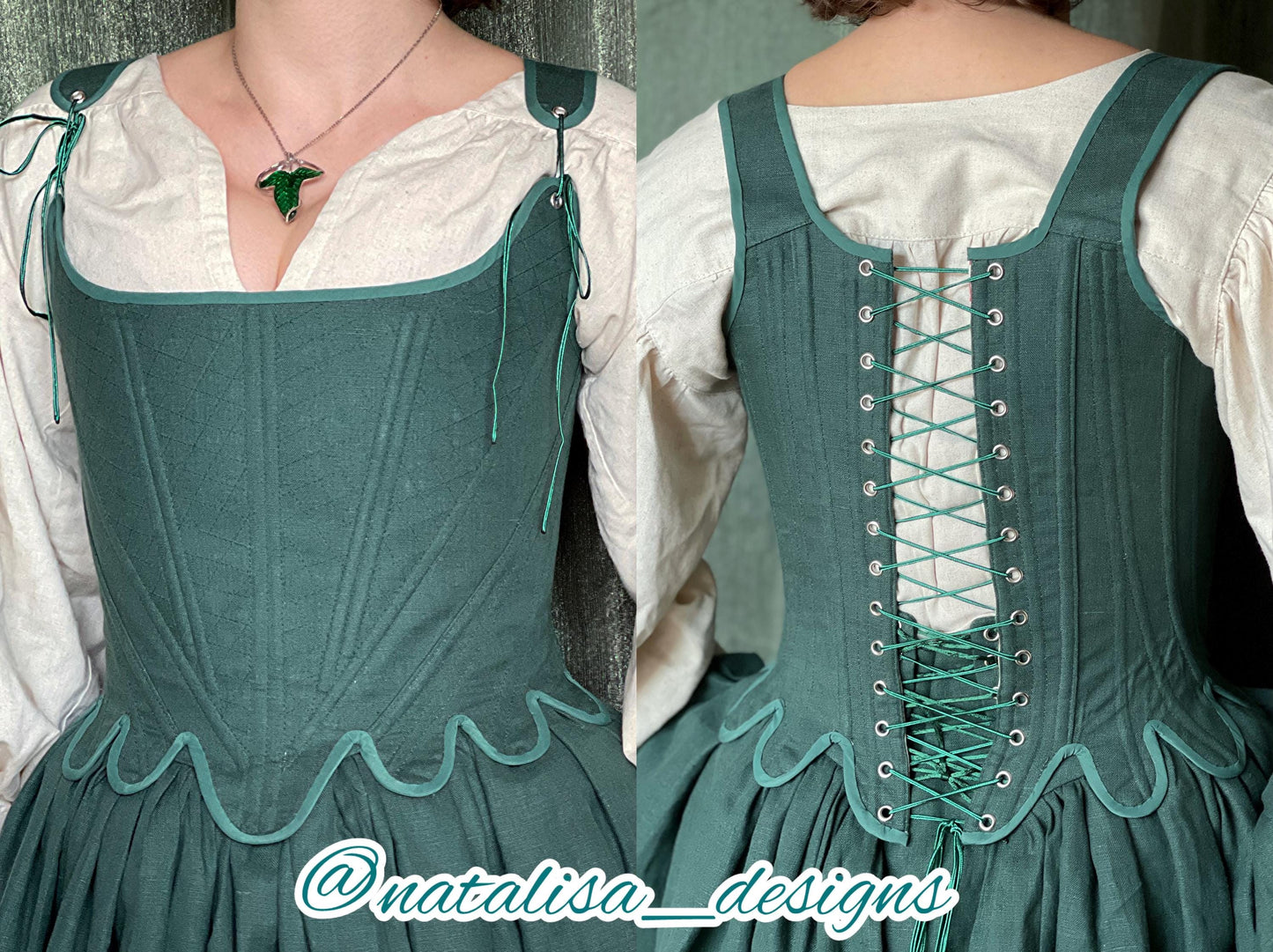 18th Century Style Corset "Grace" – Reversible Midbust Half-Boned Stays – Renaissance Peasant Bodice & Elizabethan