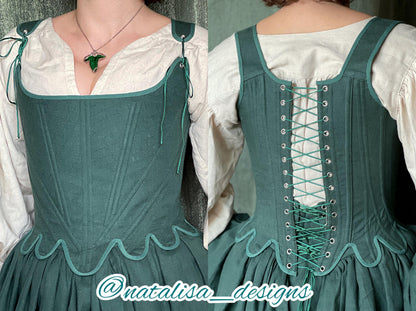 18th Century Style Corset "Grace" – Reversible Midbust Half-Boned Stays – Renaissance Peasant Bodice & Elizabethan
